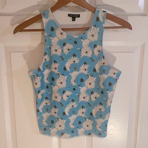 Structured sleeveless blue and white top by Top Shop!